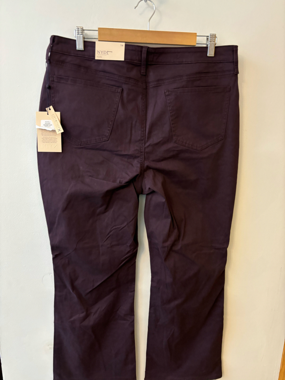 NWT NYDJ Eggplant High-Waisted Flared Ankle Crop Pants - Picture 2 of 11